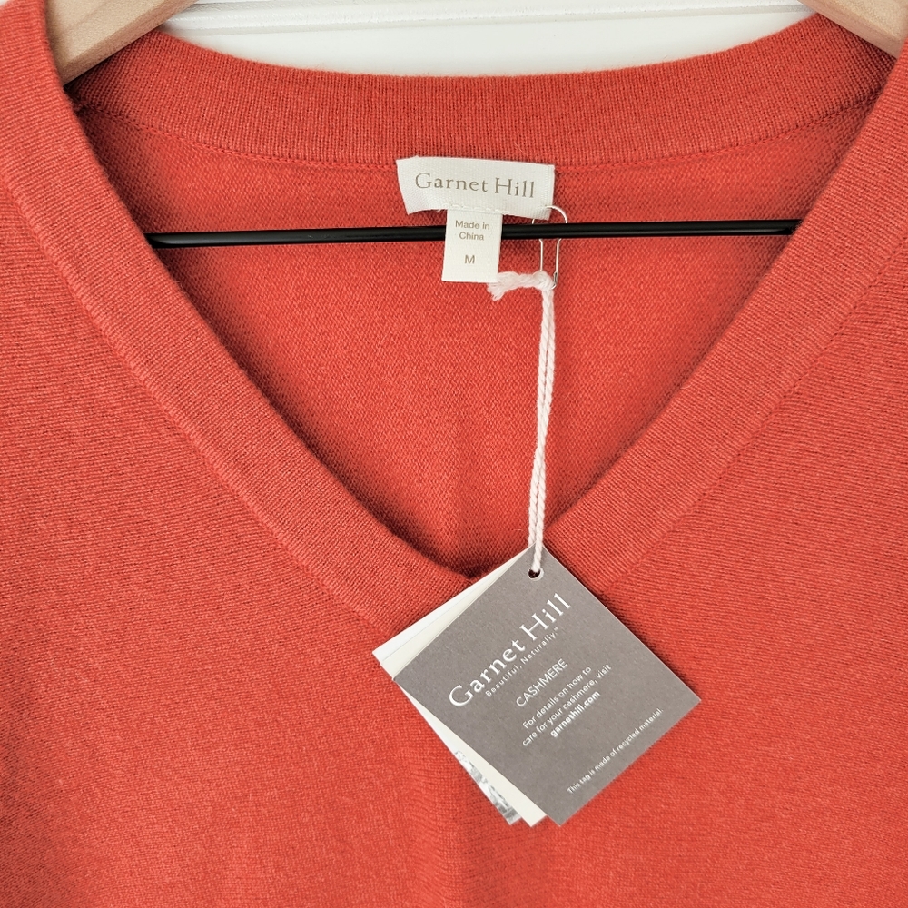 Garnet Hill V-Neck Cashmere Sweater in Rust - Picture 4 of 6